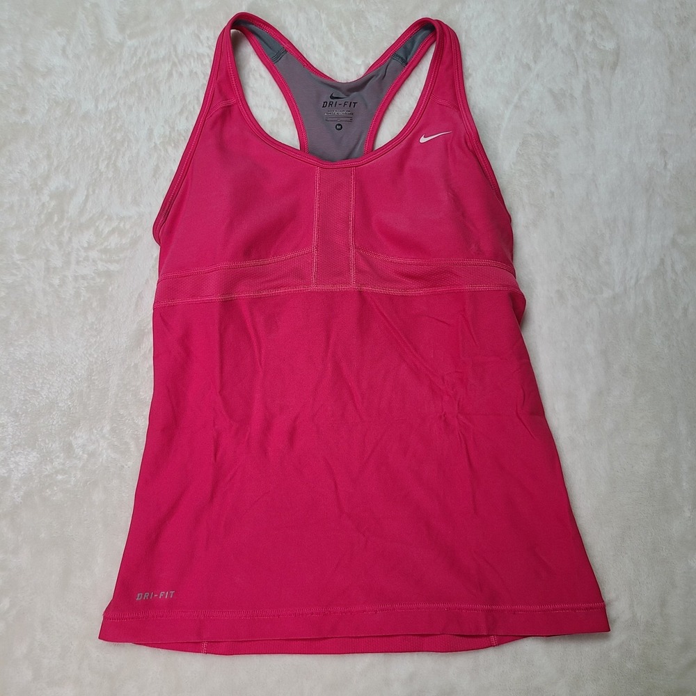 Nike Dri-FIT Womens Pink Racerback Tank Top with Built-in Shelf Bra Size M